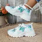 Butterfly Print Mesh Sneakers Casual Shoes Fashion Running Jogging Walking Sports Shoes