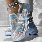 Contrast Glitter Transparent Mesh Patch Breathable Sneakers