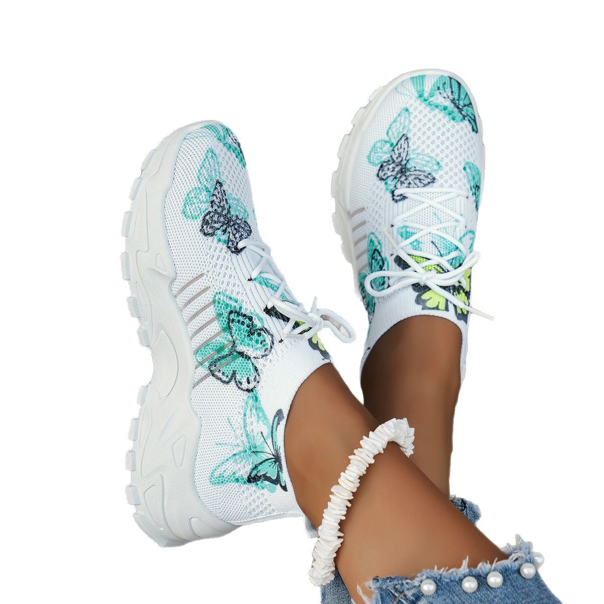 Butterfly Print Mesh Sneakers Casual Shoes Fashion Running Jogging Walking Sports Shoes