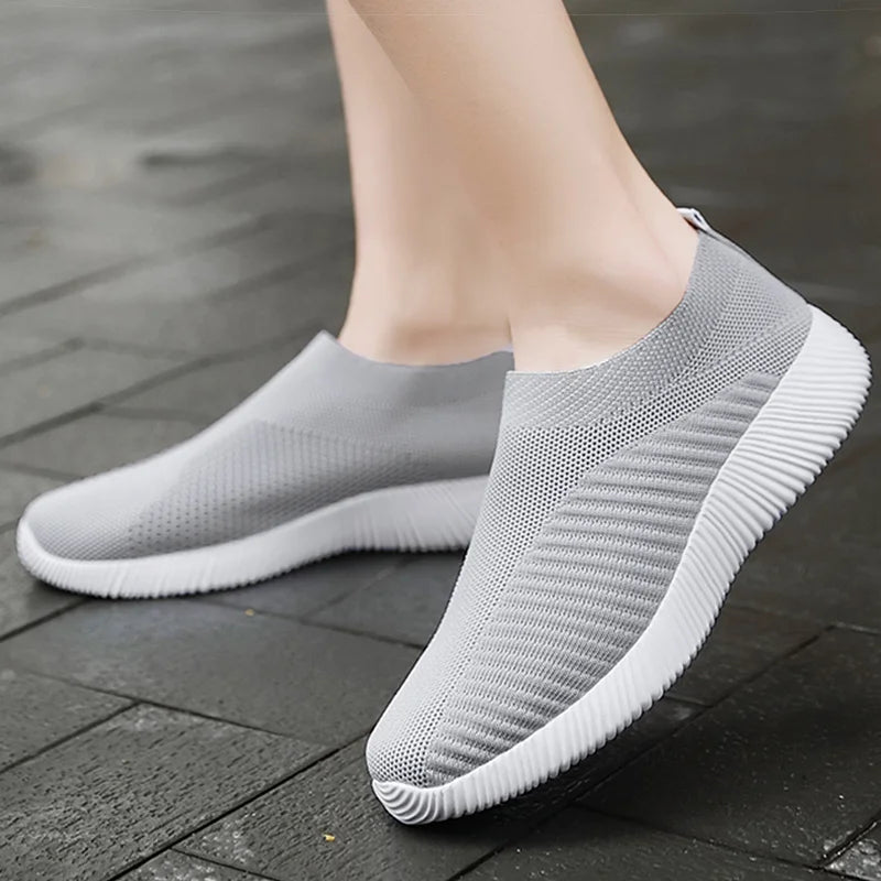 Women Shoes Breathable Flats Elastic Flat Shoes For Women Sneakers, Lightweight