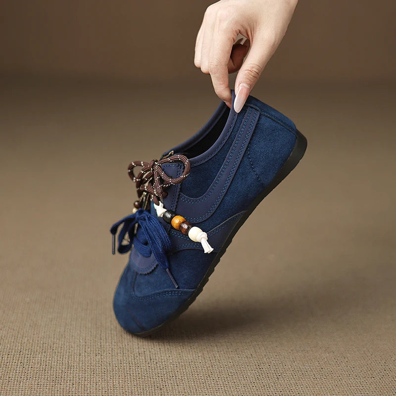 Women's Casual Sneakers Round Toe. Stylish Trend Luxury High Quality Blue Vulcanize