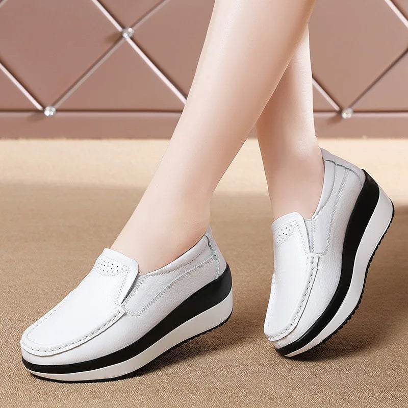 Spring Women's Loafers Comfortable Female Vulcanized Shoes Wedge Moccasin Orthopedic Slip-on Platform Shoes for Women Zapatillas