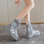 Sports and Leisure Shoes for Women New Fashionable High Top Shoes Flat Bottomed Lightweight and Comfortable Work Boots