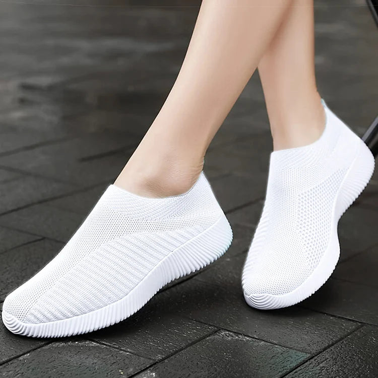 Women Shoes Breathable Flats Elastic Flat Shoes For Women Sneakers, Lightweight