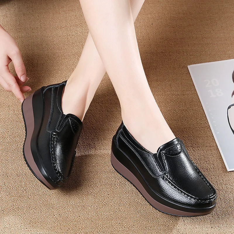 Spring Women's Loafers Comfortable Female Vulcanized Shoes Wedge Moccasin Orthopedic Slip-on Platform Shoes for Women Zapatillas