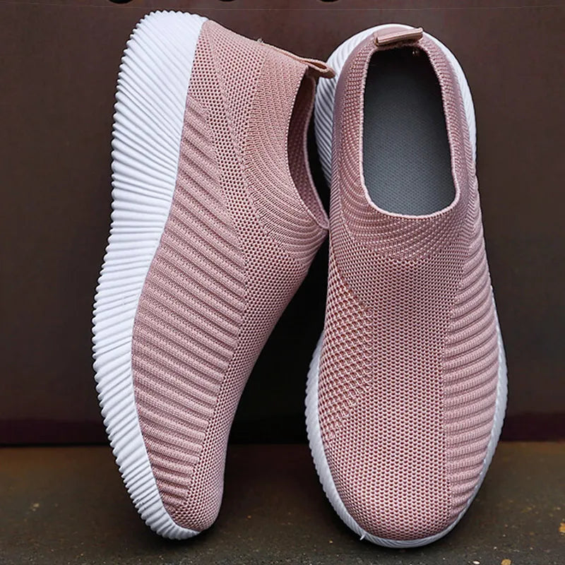 Women Shoes Breathable Flats Elastic Flat Shoes For Women Sneakers, Lightweight