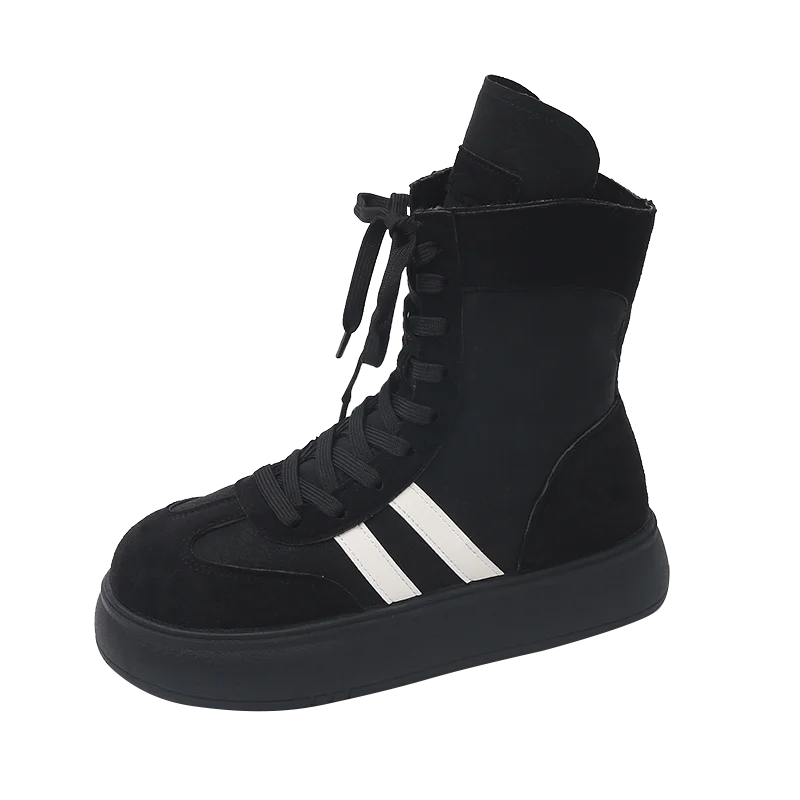 Sports and Leisure Shoes for Women New Fashionable High Top Shoes Flat Bottomed Lightweight and Comfortable Work Boots