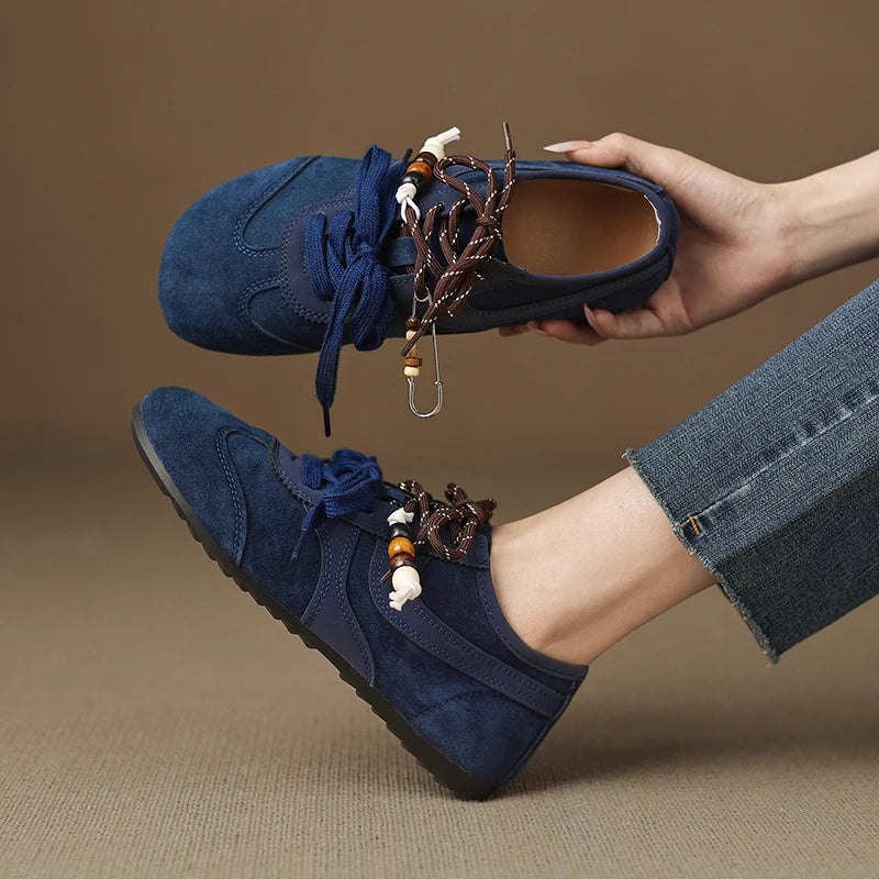 Women's Casual Sneakers Round Toe. Stylish Trend Luxury High Quality Blue Vulcanize