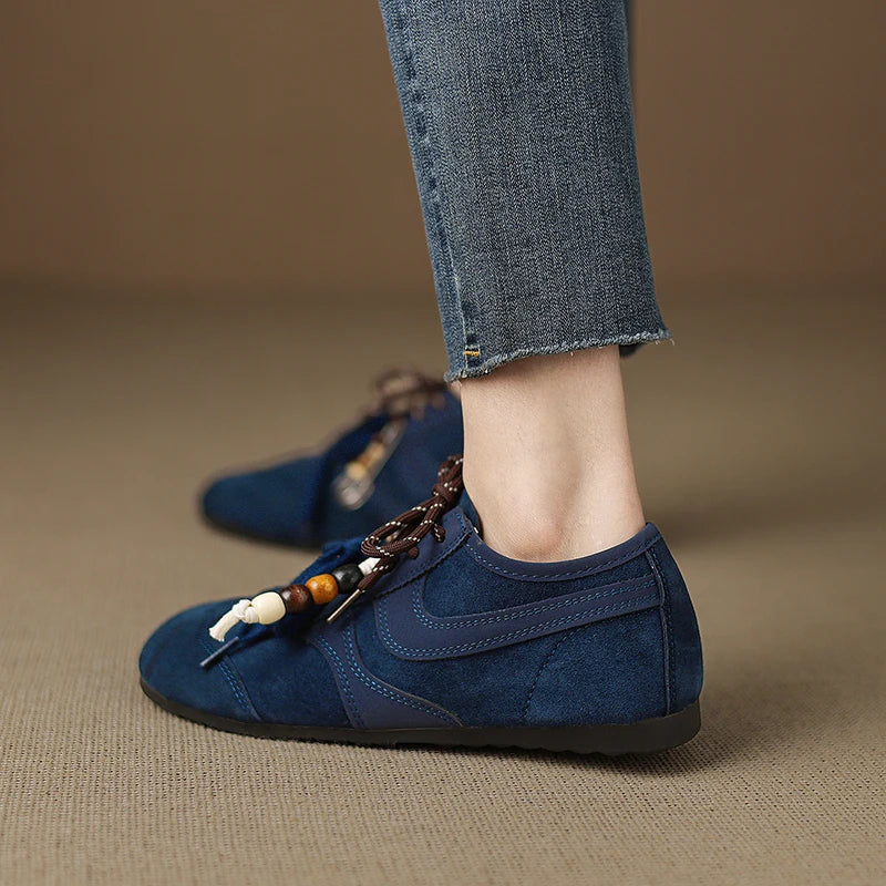 Women's Casual Sneakers Round Toe. Stylish Trend Luxury High Quality Blue Vulcanize