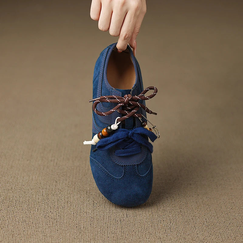 Women's Casual Sneakers Round Toe. Stylish Trend Luxury High Quality Blue Vulcanize