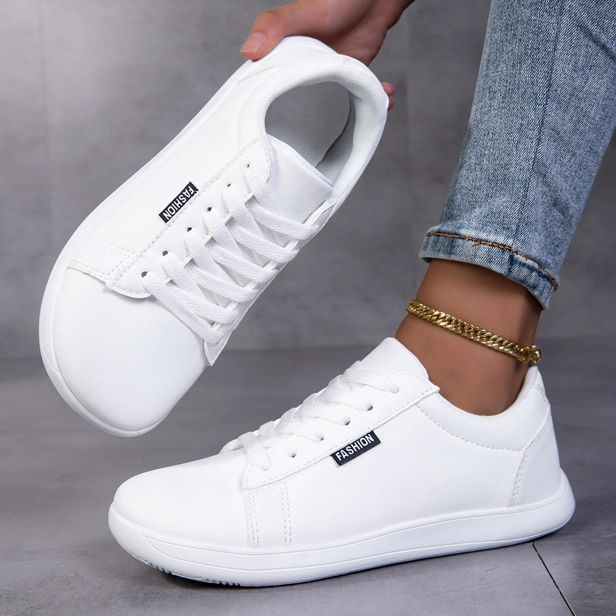 Womens Shoes White Unisex Wide Version Sneakers