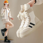 Sports and Leisure Shoes for Women New Fashionable High Top Shoes Flat Bottomed Lightweight and Comfortable Work Boots