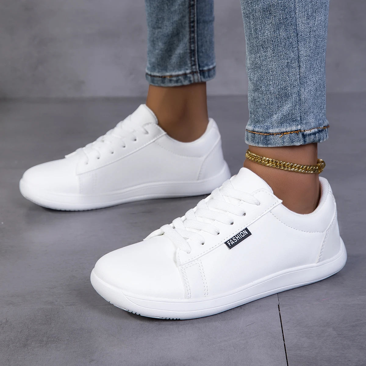 Womens Shoes White Unisex Wide Version Sneakers