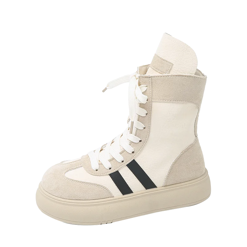 Sports and Leisure Shoes for Women New Fashionable High Top Shoes Flat Bottomed Lightweight and Comfortable Work Boots