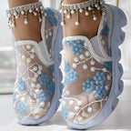 Contrast Glitter Transparent Mesh Patch Breathable Sneakers